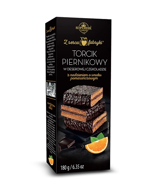 Torcik piernikowy w deserowej czekoladzie z nadzieniem Pomarańcza
